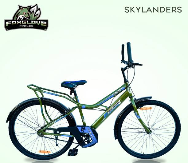 FOXGLOVE SKYLANDERS 24T IBC ARMY GREEN STEEL FRAME TYRE TUBE FOR HEIGHT 3.5FT AND ABOVE 24 T Road Cycle