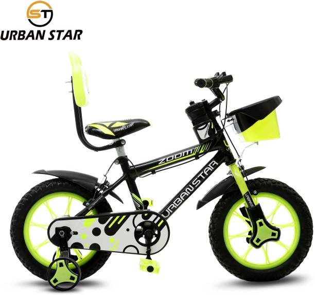 Urban Star ZOOM 14T BMX (95% ASSEMBLED) ROAD CYCLE FOR 2-4 YEAR KIDS (BLACK/GREEN) 14 T Roadster Cycle