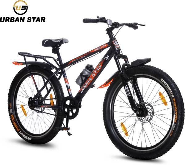 Urban Star 26T Double Disc with Carrier - Fat Tyres 26*300 - Pearl Black 26 T