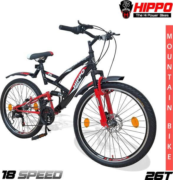 HippoBikes ACE-007 Multi-Speed Dual Suspension MTB Double-Wall Alloy Rims Dual Disc Brakes 26 T (inch) Mountain Cycle