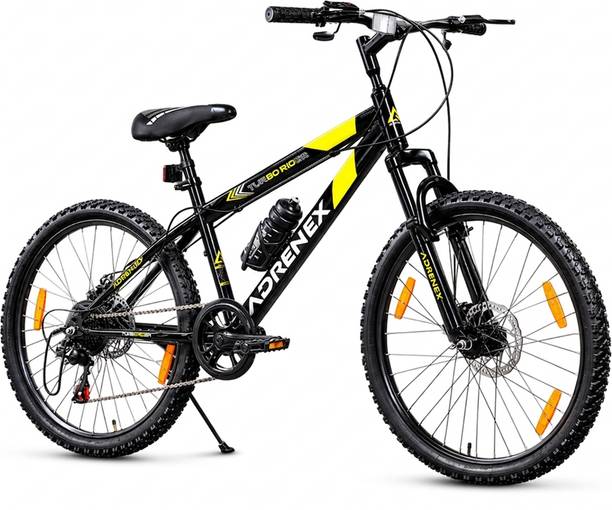 Adrenex Turbo Rider 24T 7 Speed Cycle with Dual Disc Brakes, MTB Bike for Boys & Adults 24 T