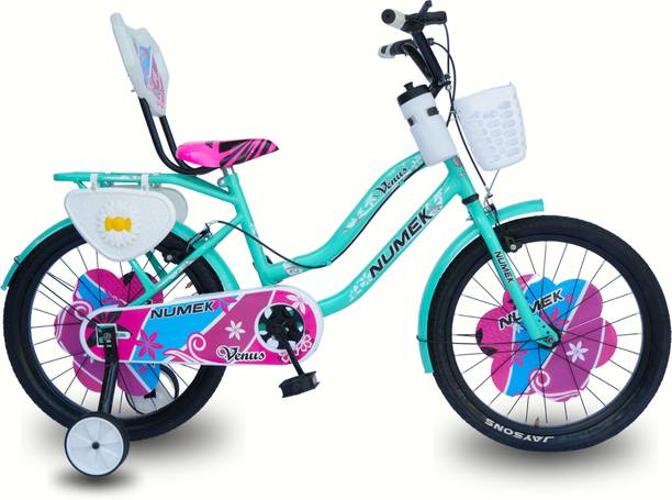 NUMEK Venus 20 Inch Girls Cycle with Basket Carrier & Support Wheels Sea Green 20 T (inch) Road Cycle