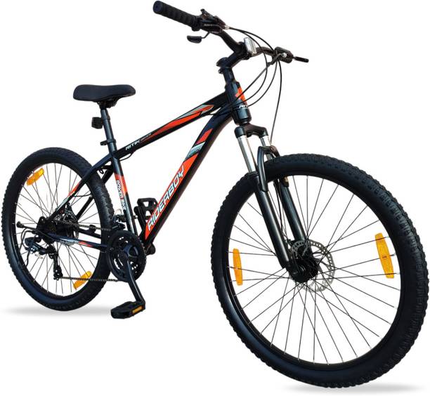 RIDERBOY BiCycle Mountain Cycle 26 T 21 Gear BLACK Only Front Suspension 26 T (inch) Mountain Cycle