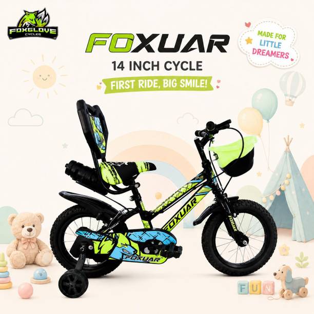 FOXGLOVE FOXUAR 14 INCH JELLY GREEN TUBELESS TYRE FOR AGE 2 TO 5 YRS 90 % FITTED 14 T (inch) Road Cycle