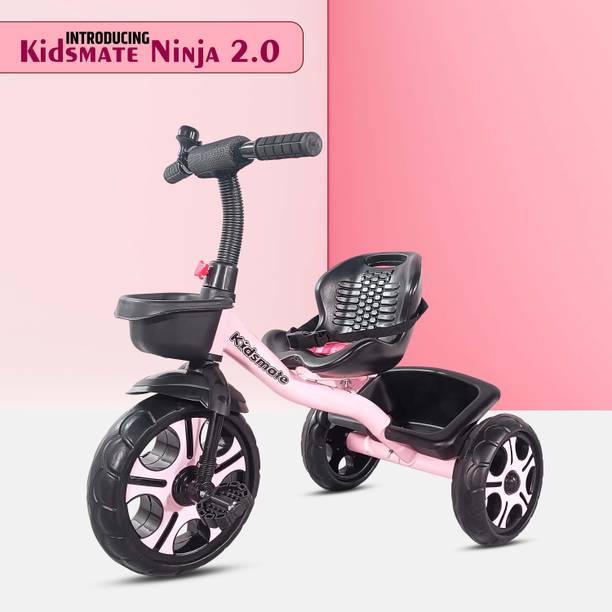 Kidsmate Ninja 2.0 Plug N Play Tricycle Durable with Storage Basket, Safe & Secure, 10 T (inch) Road Cycle