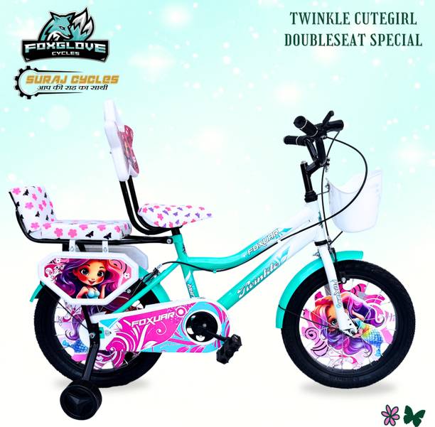 FOXGLOVE TWINKLE CUTEGIRL 16 INCH TUBELESS TIRES DOUBLESEAT BICYCLE FOR AGE 5 TO 8 YEARS 16 T (inch) Road Cycle