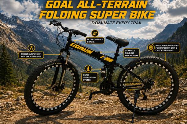 GOAL FOLDING CYCLE|| ALL TERRAIN || FRONT SUSPENSION|| DOUBLE DISC|| 21 SPEED 26 T (inch) Folding Bikes/Folding Cycle