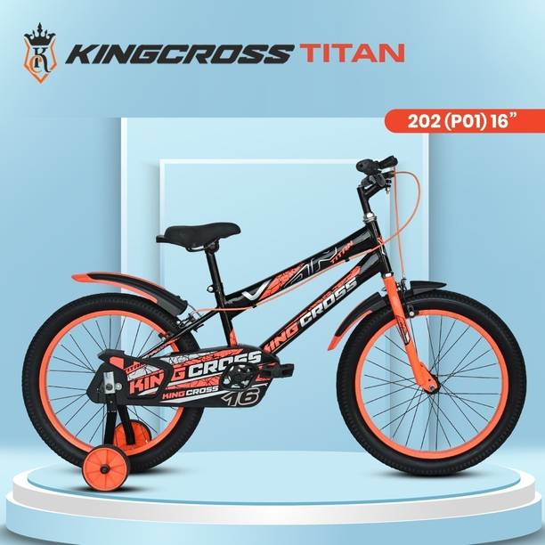 KINGCROSS TITAN BLACK ORANGE CYCLE FOR KIDS FOR 4 - 6 Years 16 T BMX Cycle