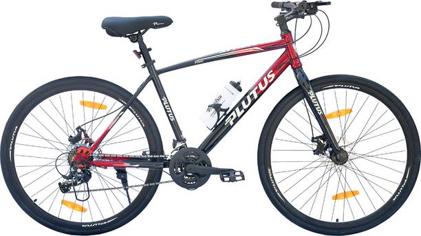 PLUTUS 700 C Hybrid Cycle for Age-12+ with Power Brake, Multi Speed (Red-Black) 700C T (inch) Hybrid Cycle/City Bike