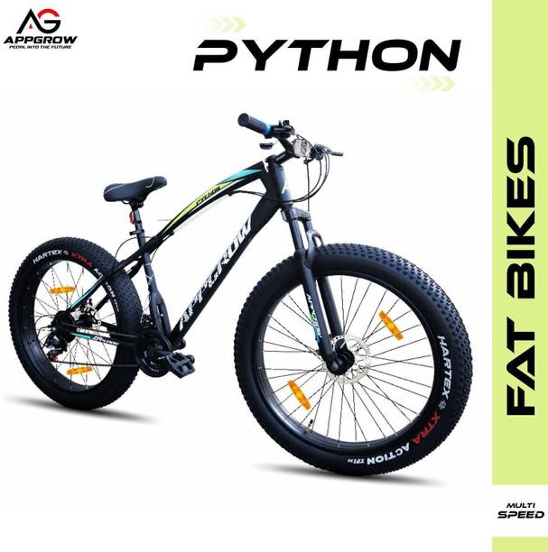 Appgrow PYTHON Fat Tyre Bike Multi Speed Front Suspension Dual Disc Brake for Cyclist 26 T Fat Tyre Cycle