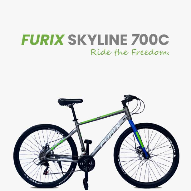 Furix SKYLINE 700C | 6061 ALLOY FRAME | 21 Speed Shimano | 95% Pre-Assembled | 700C T (inch) Hybrid Cycle/City Bike