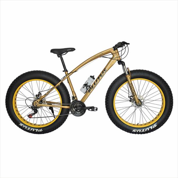 PLUTUS Jaguar Fat-Bike Age-12+ with Dual Disc Brake, Multi Speed (Golden) 26 T फैट टायर साइकिल