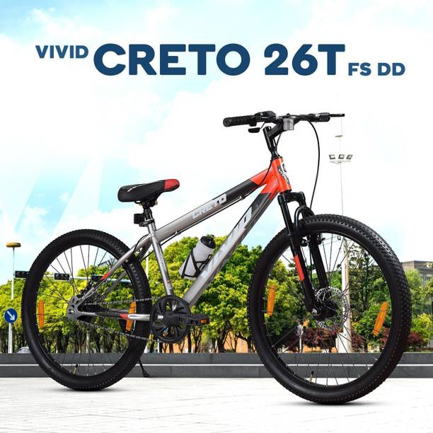 VIVID Creto 26T Single Speed Cycle for Men with Front Suspension & Dual Disc Brakes 26 T (inch) Mountain Cycle