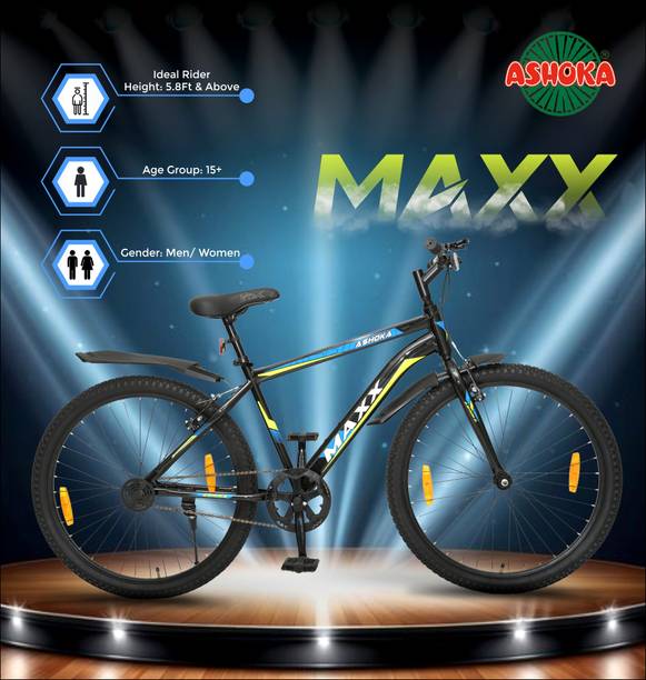 Ashoka MAXX Black Single Speed MTB Rigid Fork Light Weight Frame with Power Brake 26 T (inch) Mountain Cycle