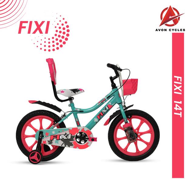 AVON FIXI 14T Kids SEA GREEN FLORO PINK BMX Cycle with training wheel 85% Prefitted 16 T (inch) Mountain Cycle