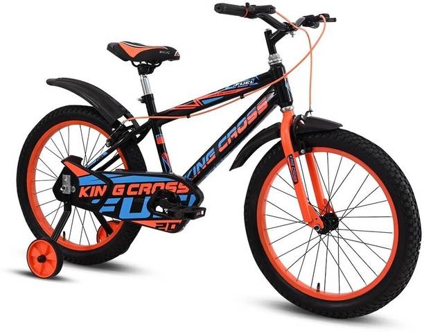 KINGCROSS FUEL BLACK ORANGE BMX CYCLE WITH SIDE SUPPORT CYCLE FOR KIDS FOR 4 - 6 Years 20 T BMX Cycle