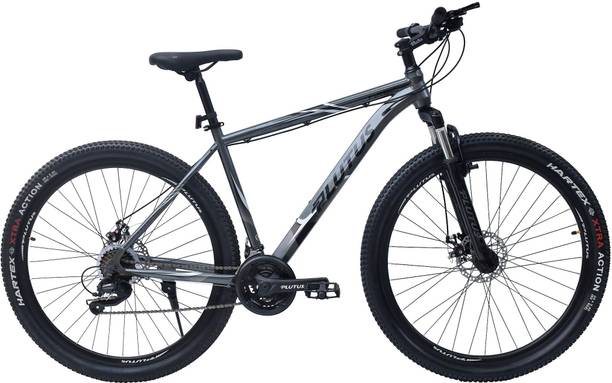 PLUTUS Fire Microshift Bike for Adults (12 Yrs) Dual Disc Brake, Multi Speed (Silver) 29 T (inch) Mountain Cycle