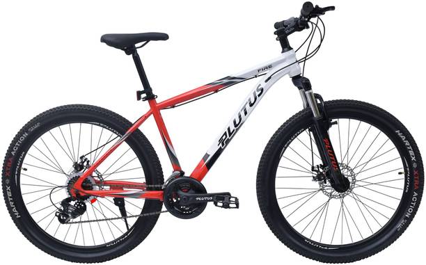 PLUTUS Fire Microshift Bike for Adults (12 Yrs) Dual Disc Brake, Multi Speed (Silver) 26 T (inch) Mountain Cycle