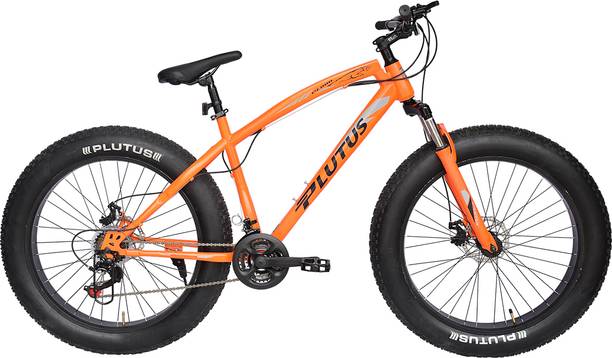 PLUTUS Jaguar Fat-Bike Age-12+ with Dual Disc Brake, Multi Speed (Orange) 26 T (inch) Fat Tyre Cycle