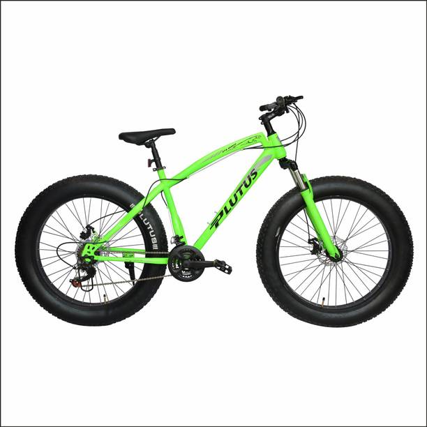 PLUTUS Jaguar Fat-Bike Age-12+ with Dual Disc Brake, Multi Speed (Green) 26 T (inch) Fat Tyre Cycle