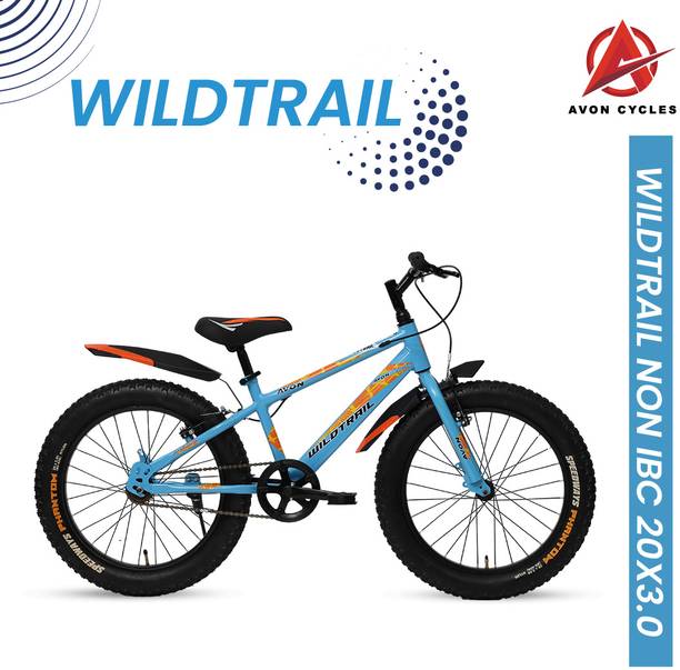 AVON WILDTRAIL 20T Fat Tire Kids Cycle SKY BLUE & ORANGE with Vee Brakes 85% Fitted 20 T (inch) Mountain Cycle
