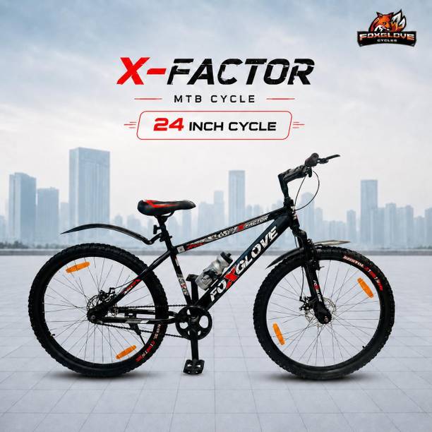 FOXGLOVE XFACTOR 24 INCH WITH FRONT SHOXX AND DISC BRAKE SUITABLE FOR 10 YEARS PLUS KIDS 24 T (inch) Mountain Cycle