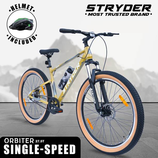 STRYDER Orbiter 27.5" Single Speed Bicycle with Helmet - 27.5 T (inch) Mountain Cycle
