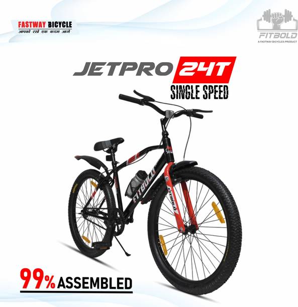 FITBOLD JetPro |Wheel-24X2.40| Black | Age 8-12 Years | 99% Assembled | Ready to Ride 24 T (inch) Road Cycle