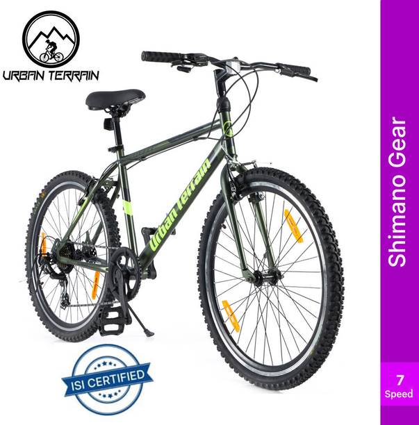 Urban Terrain UT777 Steel MTB 7 Speed With Shimano Geared and Ride Tracking App 26 T (inch) Road Cycle