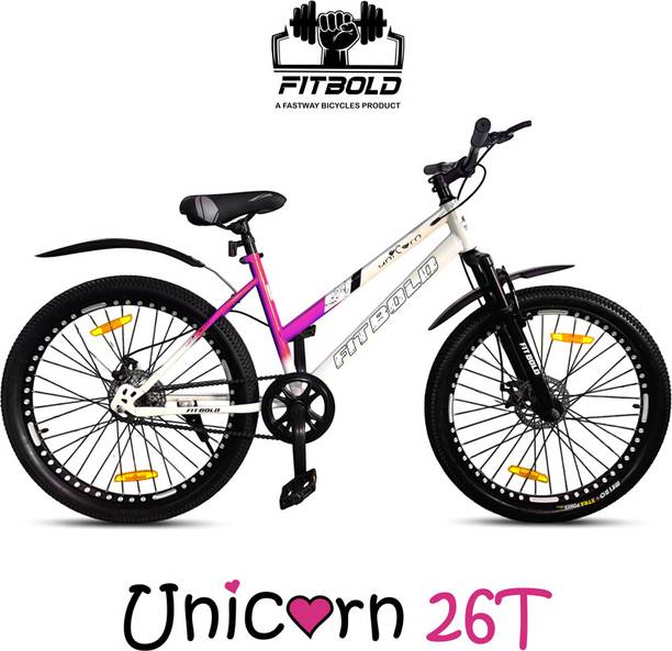 FITBOLD Unicorn 26T | 85%Fitted | Purple |F-Suspension| Dual Disc Brakes | Alloy Wheel | 26 T (inch) Road Cycle