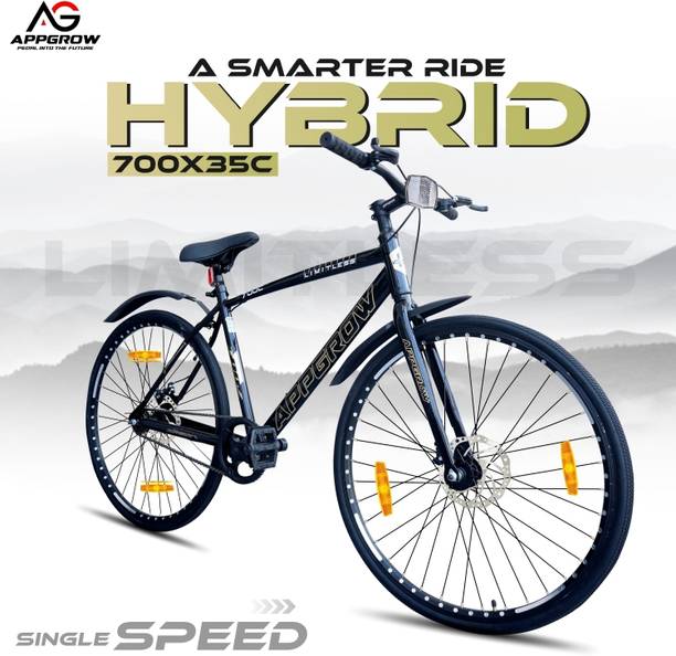 Appgrow 700C Single Speed Dual Disc Brake Rigid Fork High performance cycling Bike 700C T (inch) Hybrid Cycle/City Bike