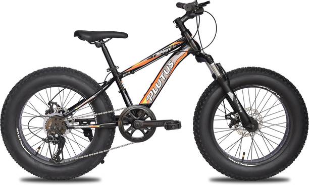 PLUTUS Spirit Fat Bike for Kids with Disc Brake Multi Speed (Black-Red) 20 T