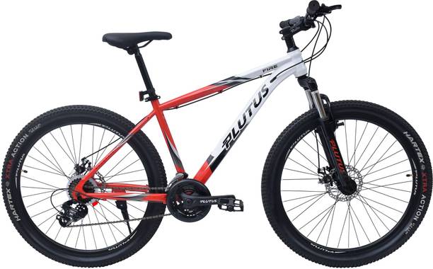 PLUTUS Fire Shimano Bike for Adults (12 Yrs) Dual Disc Brake, Multi Speed (Silver) 29 T (inch) Mountain Cycle