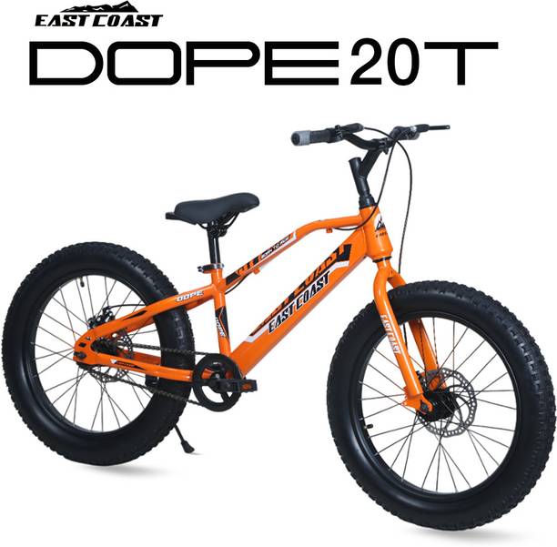 EAST COAST DOPE 20T Kids Fat Bike With Dual Disc Brakes (Silky Orange) 20 T (inch) Fat Tyre Cycle