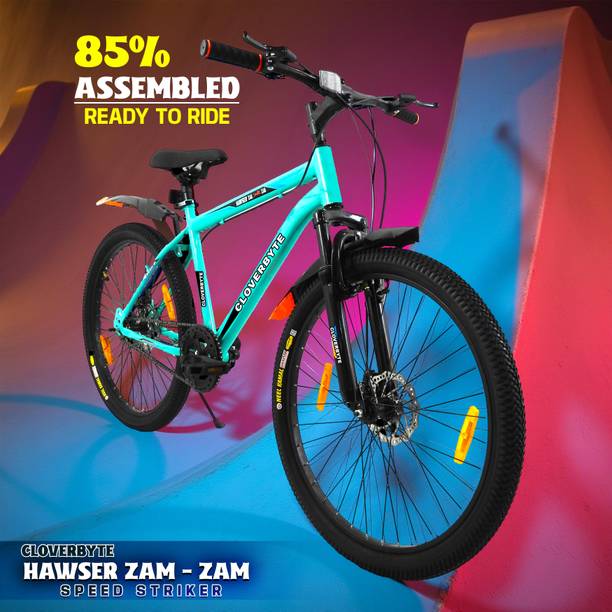 CLOVERBYTE SEA Blue MTB Cycle with Front Suspension & Dual Disc Brake Bicycle for Adults 26 T (inch) Mountain Cycle