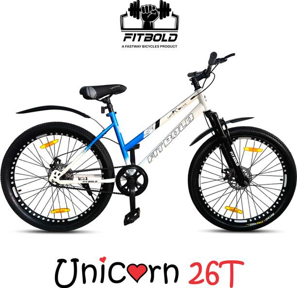 FITBOLD Unicorn 26T | 85%Fitted | White| F-Suspension | Dual Disc Brakes | Alloy Wheel | 26 T (inch) Road Cycle