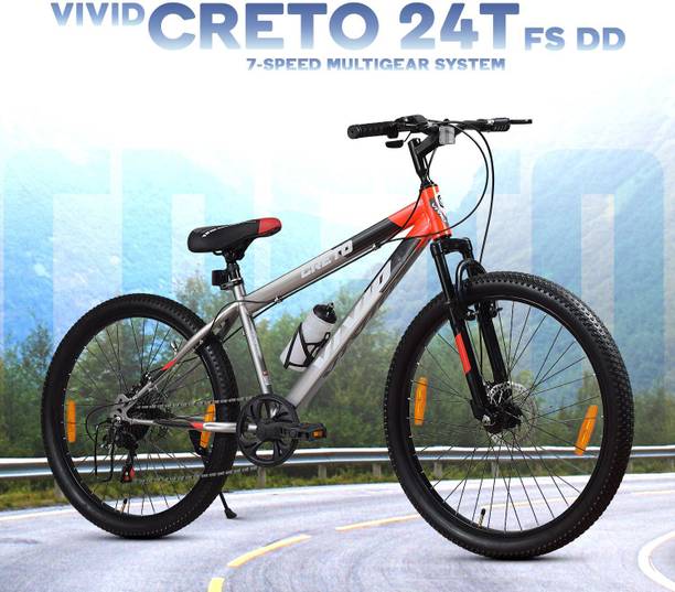 VIVID Creto 24T Multispeed Cycle for Men with Front Suspension & Dual Disc Brakes 24 T (inch) Mountain Cycle