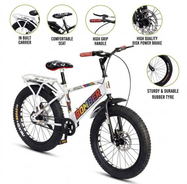 GOAL BOMBER 20T FAT TYRE||DOUBLE DISC|| IN-BUILT CARRIER||PREMIUM QUALITY 20 T (inch) BMX Cycle