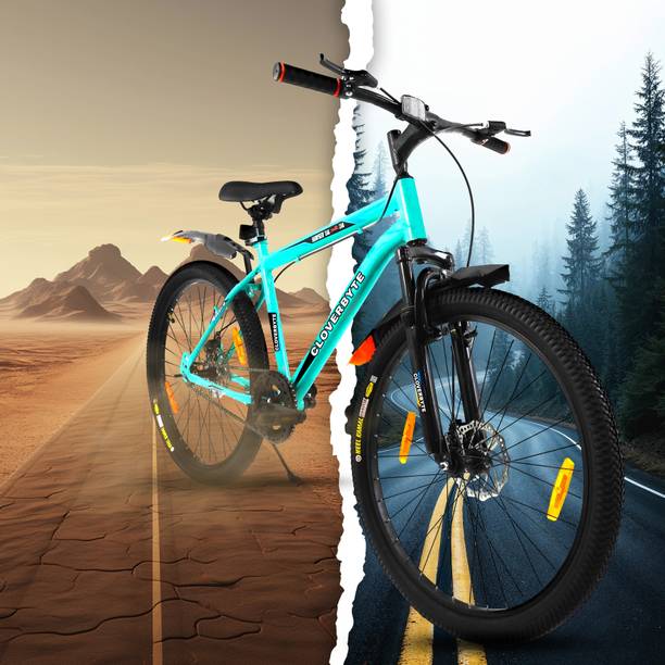 CLOVERBYTE SEA Blue MTB Cycle with Dual Disc Brake & Front Suspensions Bicycle for Adults 26 T (inch) Mountain Cycle