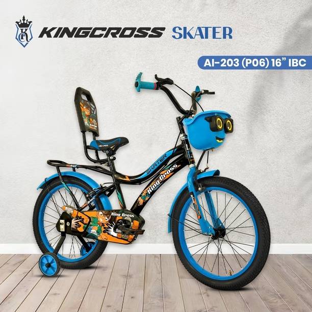 KINGCROSS SKATER CYCLE WITH INBUILT CARRIER & SIDE SUPPORT FOR 5 - 8 Years 16 T BMX Cycle
