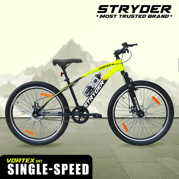 STRYDER 26" Vortex Single Speed with Disc Brakes & Front Suspension | 26 T (inch) Mountain Cycle