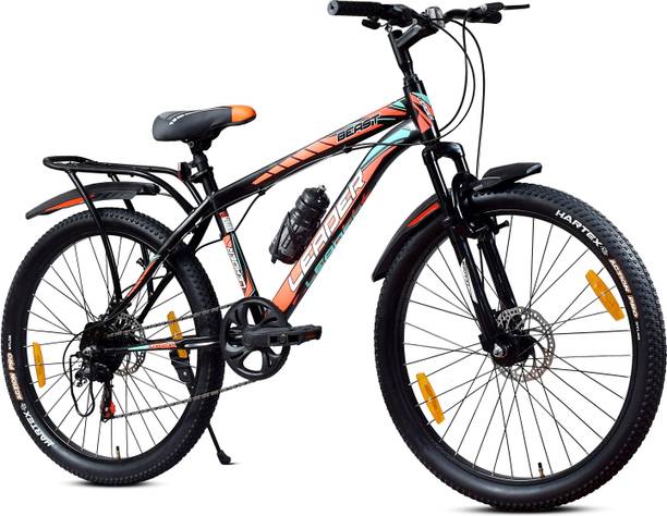 LEADER Beast 24T IBC Premium Cycle for Kids with inbuilt Carrier, Dual Disc Brakes, 24 T (inch) Mountain Cycle