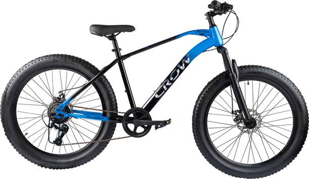 Crow BLACK NINJA 7 SPEED|FAT BIKE|FRONT SUSPENSION|DUAL DISC BRAKE 26 T (inch) Mountain Cycle