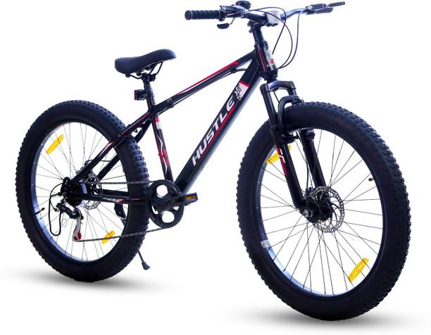 EAST COAST Hustle 26T Fat Tyre Cycle With Gear(7Speed) Black 26 T (inch) Mountain Cycle