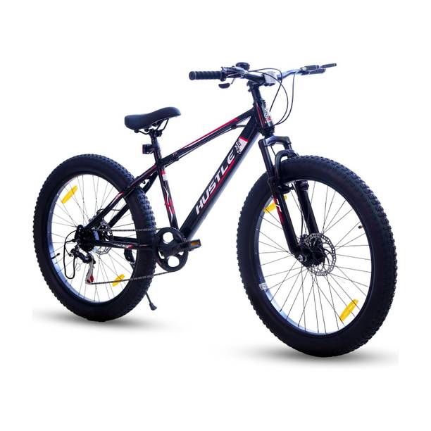 EAST COAST Hustle 26T Fat Tyre Cycle With Gear(7Speed) Black 26 T (inch) Mountain Cycle