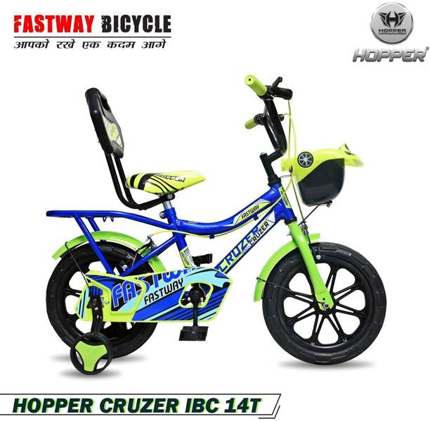 Fastway Bicycle Hopper Cruzer IBC Blue/Green 14T Kids Cycle 85% Assembled With Training Wheel 14 T