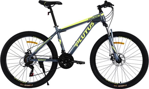 PLUTUS Chicago MTB Cycle Age - 12+ with Dual Disc Brake, Multi Speed (Grey-Yellow) 26 T (inch) Mountain Cycle