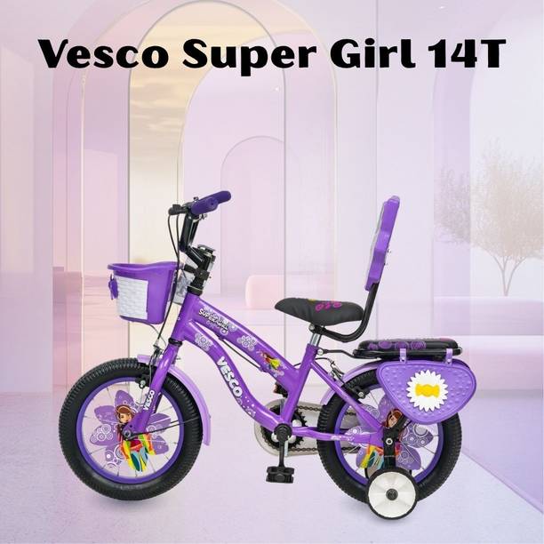 VESCO Super Girl 14T Kids Cycle for Girls | Support Wheels | EVA Tyres 14 T (inch) BMX Cycle