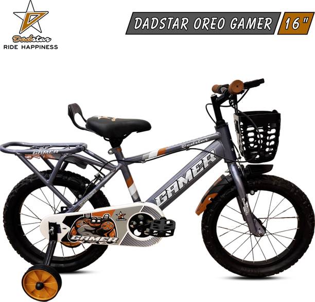 DADSTAR GAMER OREO 16 INCH GLOSSY GREY TUBELESS TYRE 16 T KIDS CYCLE FOR AGE 4 TO 7 YRS 16 T (inch) Road Cycle
