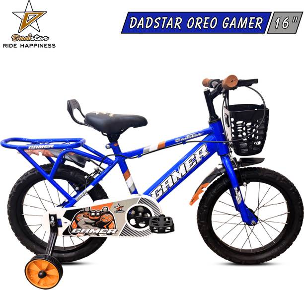 DADSTAR GAMER OREO 16 INCH FANCY BLUE TUBELESS TYRE 16 T KIDS CYCLE FOR AGE 4 TO 7 YRS 16 T (inch) Road Cycle